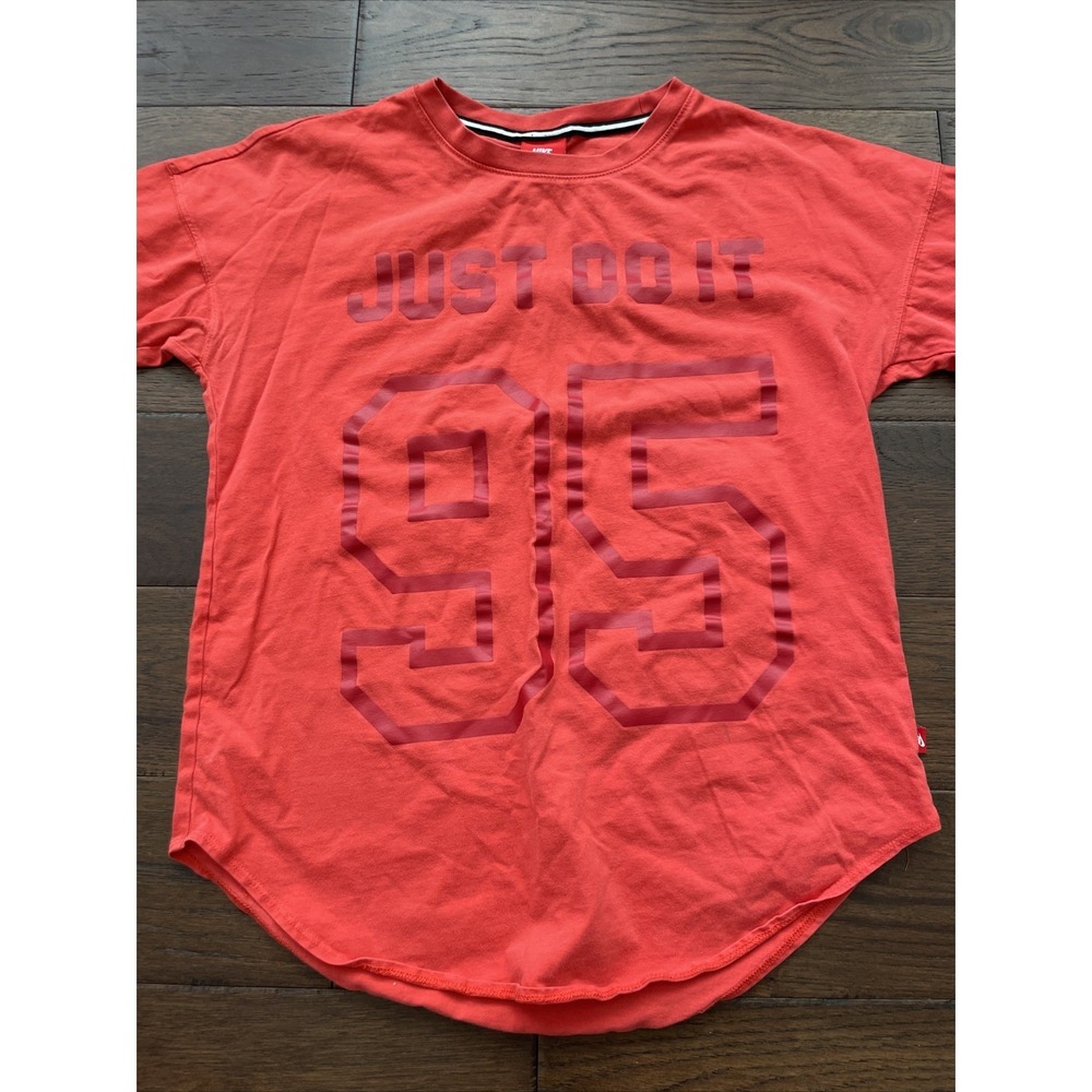 Nike Just Do It Red Orange Half Sleeve Top Women's Medium